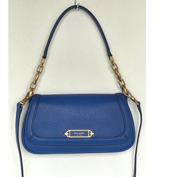 Kate Spade Gramercy Small Flap Shoulder Bag Blueberry Leather Crossbody Chain - Picture 4 of 16